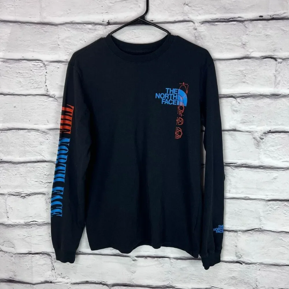 The North Face Black Long Sleeve Graphic Tee Mens Small Logo‎